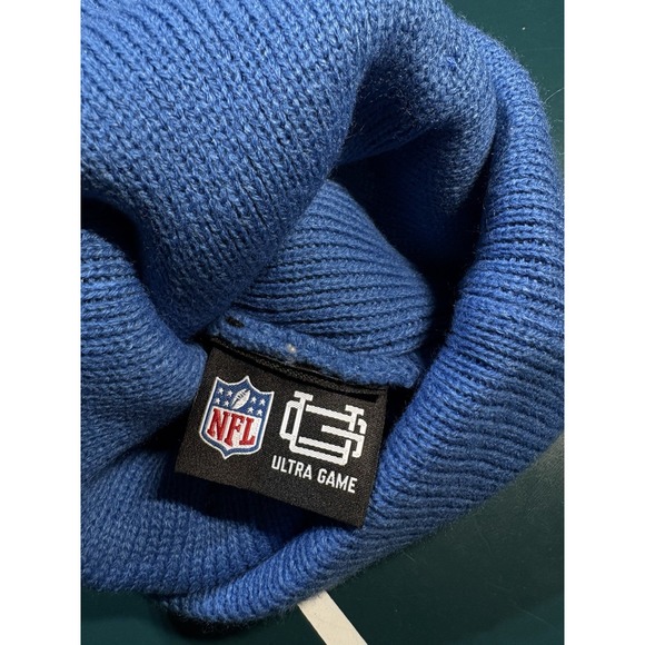 Detroit Lions NFL Knit Beanie Pom Hat Striped Blue White Football - Picture 4 of 5
